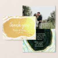 Turquoise Vert & Or Agate Merci Mariage Photo
