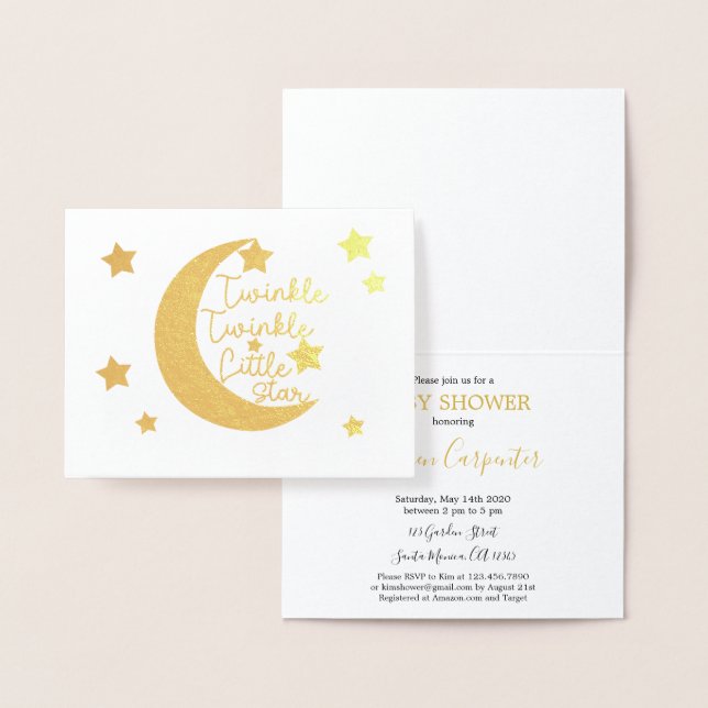 Carte Dorée Twinkle Twinkle Little Star Baby shower (Affichage)