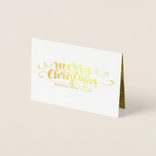 Carte Dorée Typographie fantaisie - or de Noël de luxe