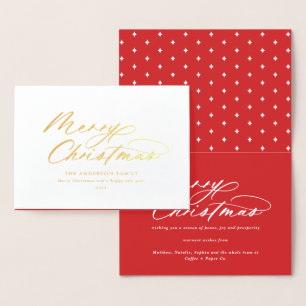 Carte Dorée Typographie moderne script élégant Noël Foil Ca