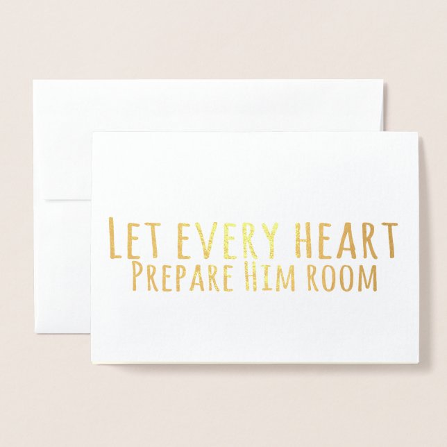 Carte Dorée Typographie simple Noël Carol Paroles (Devant avec enveloppe)