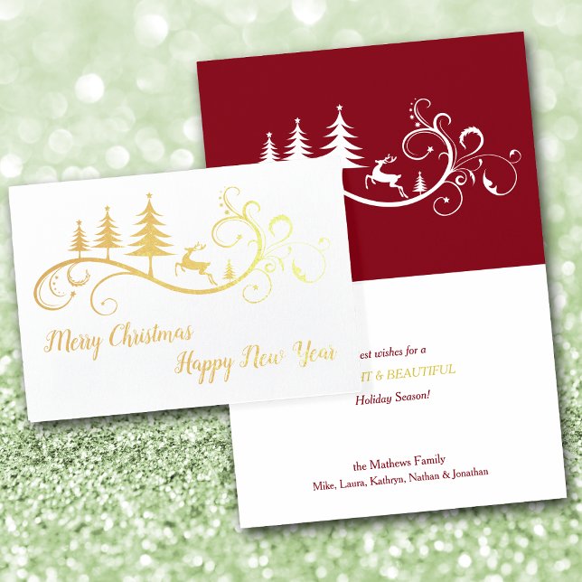 Carte Dorée Un cerf-volant rétro à Noël rouge (Créateur téléchargé)