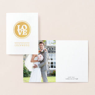 Carte Dorée Un couple de MERCI mariage tout juste un amour