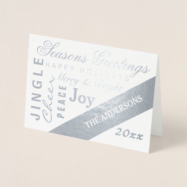 Carte Dorée Vacances Typographie Argent Ajouter Photo Année pe (Devant)