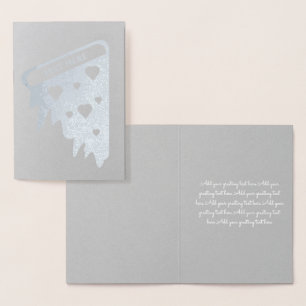 Carte Dorée Valentines Jour Pizza Gris Argent