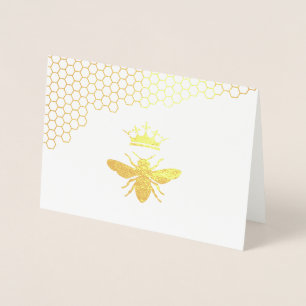 Carte Dorée VÉRITABLE feuille d'or reine abeille