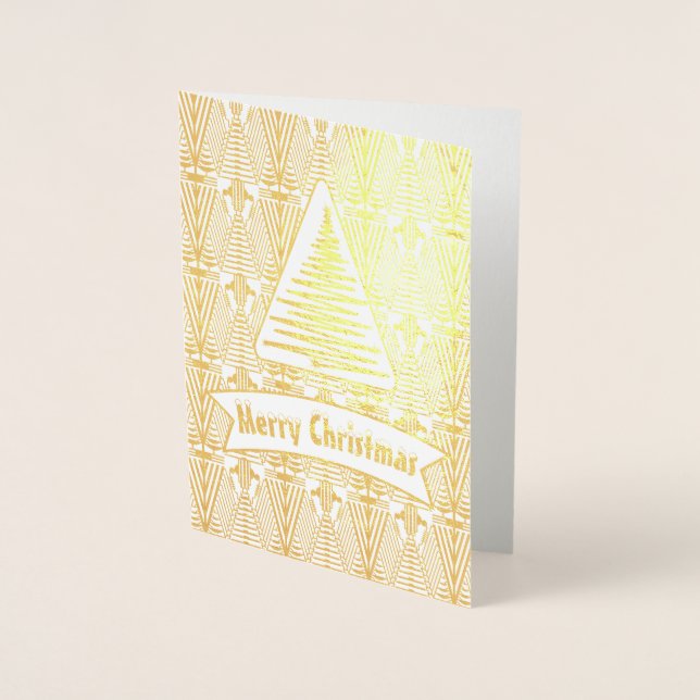 Carte Dorée Véritable Gold Great Gatsby Art Déco Joyeux Noël (Devant)