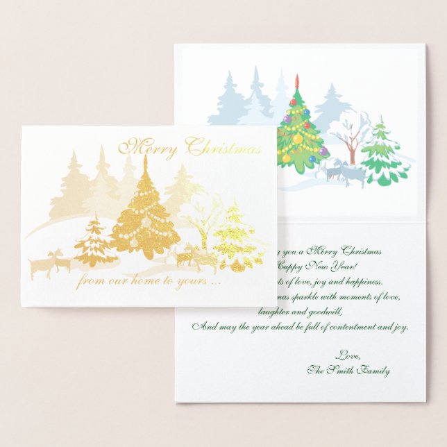 Carte Dorée Véritable huile de Noël Chèvres en hiver (Affichage)