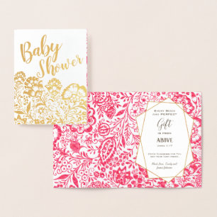 Carte Dorée Véritable huile d'or Baby shower Floral Bénédictio