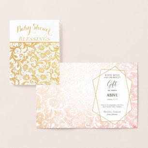 Carte Dorée Véritable huile d'or Baby shower Floral Bénédictio