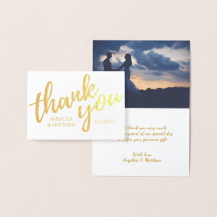 Carte Dorée VÉRITABLE Mariage de MERCI d'or   avec photo
