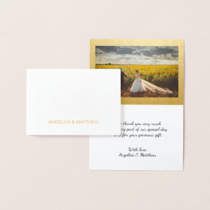 Carte Dorée VÉRITABLE Mariage de MERCI d'or   avec photo