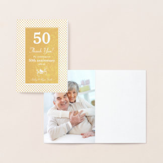 Carte Dorée Véritable Merci du 50e anniversaire de l'huile d'o