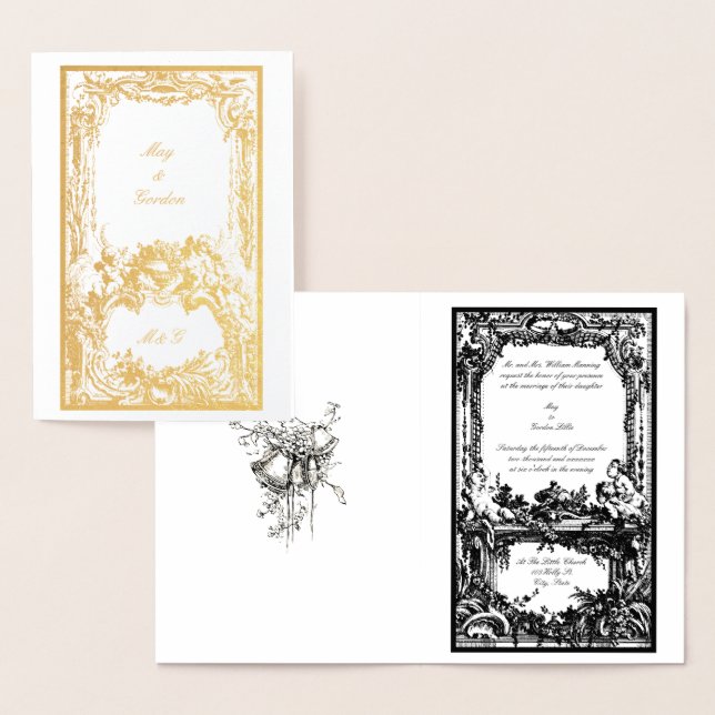Carte Dorée Vintage baroque Rococo Ornat (Affichage)