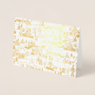 Carte Dorée Vintage Christmas Holiday Village