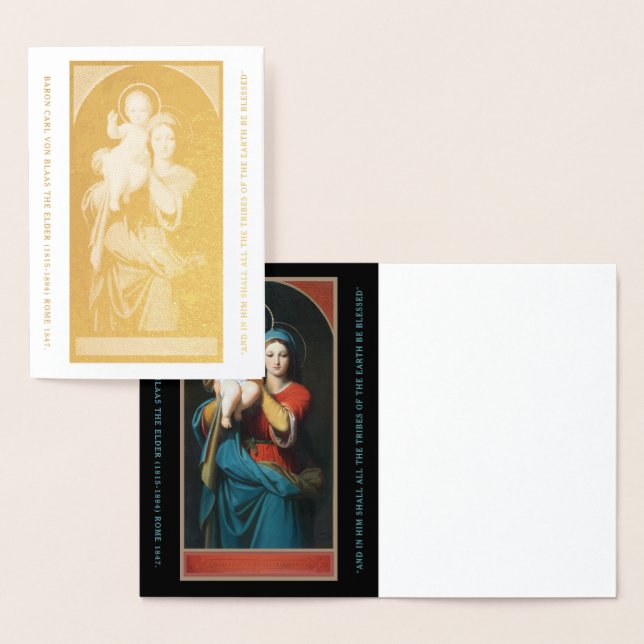 CARTE DORÉE VINTAGE MADONNA ET ENFANT CHRIST (Affichage)