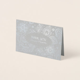 Carte Dorée Vintage motif floral Sympathie Merci