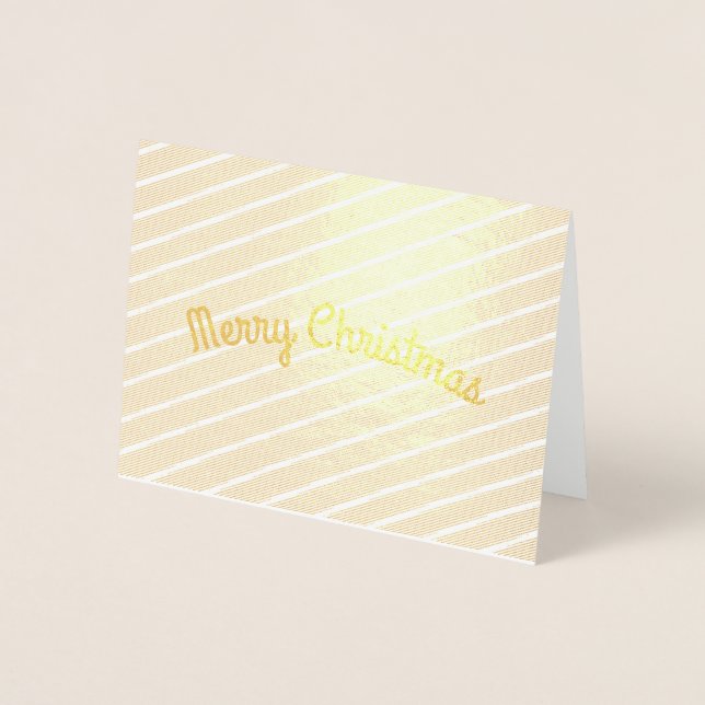 Carte Dorée Vœux de Noël à rayures diagonales (Devant)