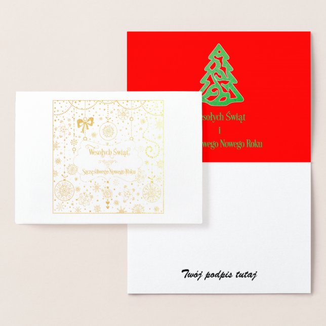 Carte Dorée Wesołych Świąt i Szczęśliwego Nowego Roku (Affichage)