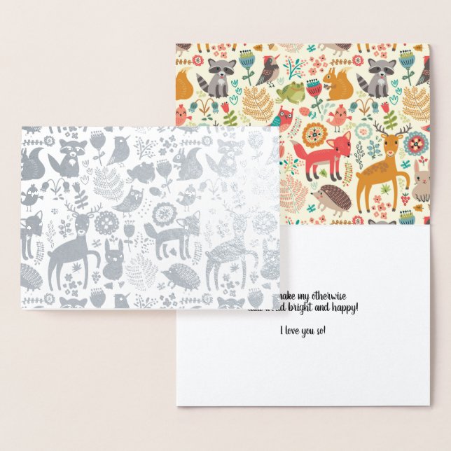 Carte Dorée Whimsical Woodland Créatures Toutes Les Occasions  (Affichage)