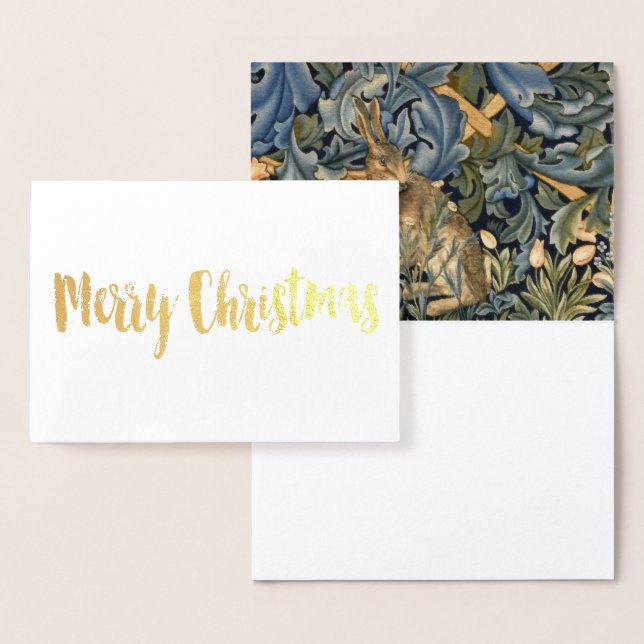 Carte Dorée William Morris Forest Rabbit Floral Art (Affichage)