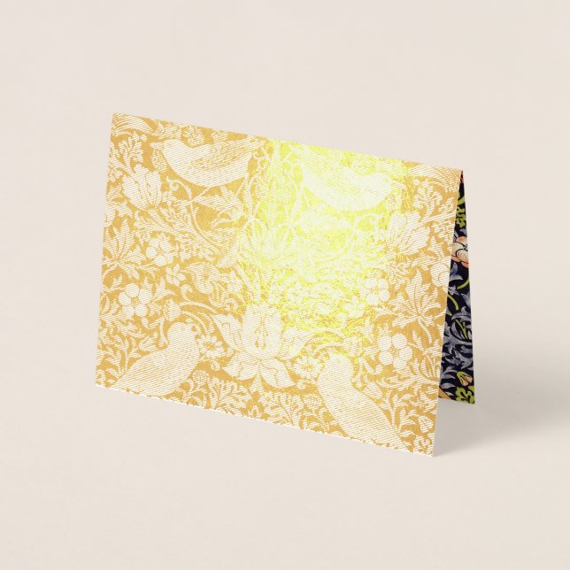 Carte Dorée William Morris Strawberry Thief Floral Art nouveau (Devant)