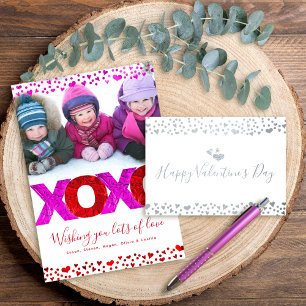 Carte Dorée XOXO Saint-Valentin Photo Cœurs Gras Moderne Réel