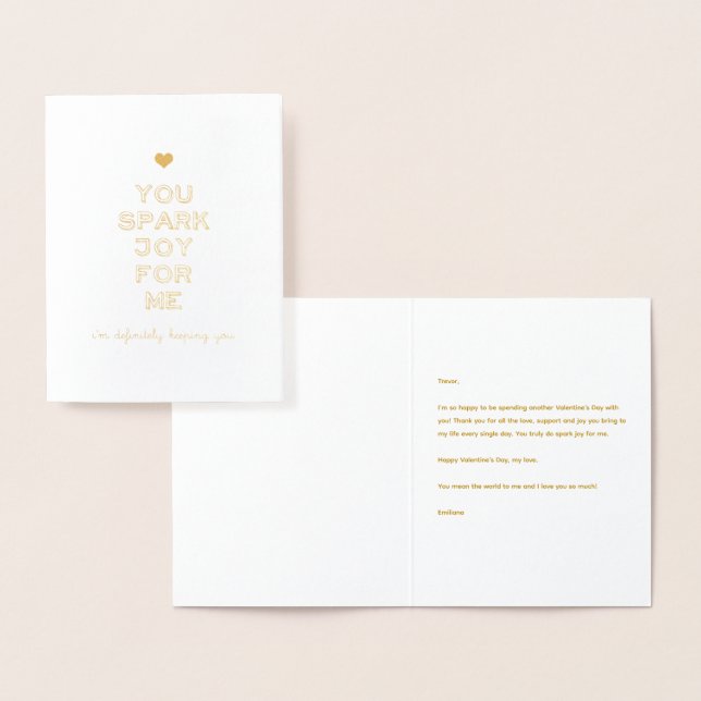 Carte Dorée You Spark Joy For Me Saint-Valentin (Affichage)