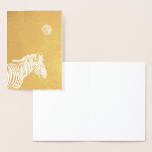 Carte Dorée Zèbre à huile d'or avec lune