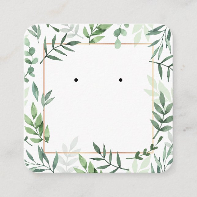 Carte d'oreille Motif feuille aquarelle (Devant)