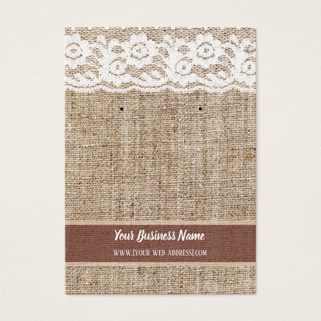 Carte d'oreille personnalisée Burlap Lace (Devant)