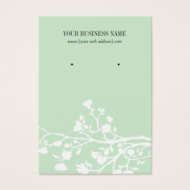Carte d'oreille personnalisée Fleurs blanches vert (Devant)