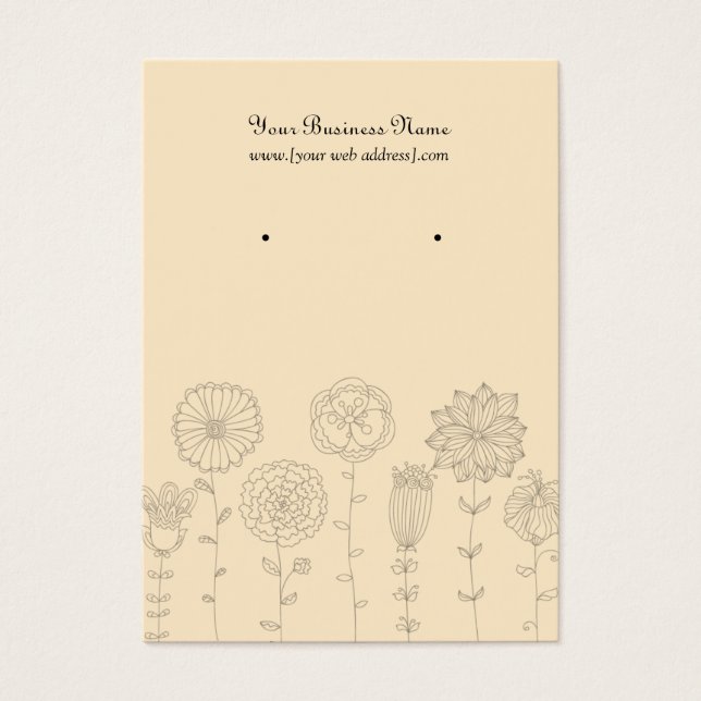 Carte d'oreille personnalisée Fleurs de crème (Devant)