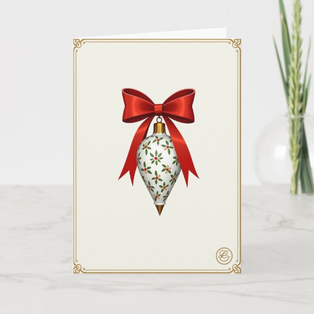 Carte d'ornement de houx de Noël (Devant)