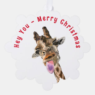 Carte d'ornement de Noël de Giraffe drôle