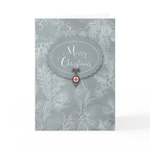 Carte d'ornement de Noël Holly et Berries