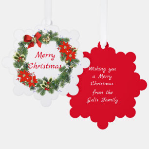 Carte d'ornement en papier de couronne rouge et ve