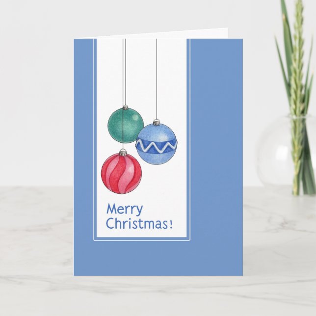 Carte d'ornements de Noël bleu (Devant)