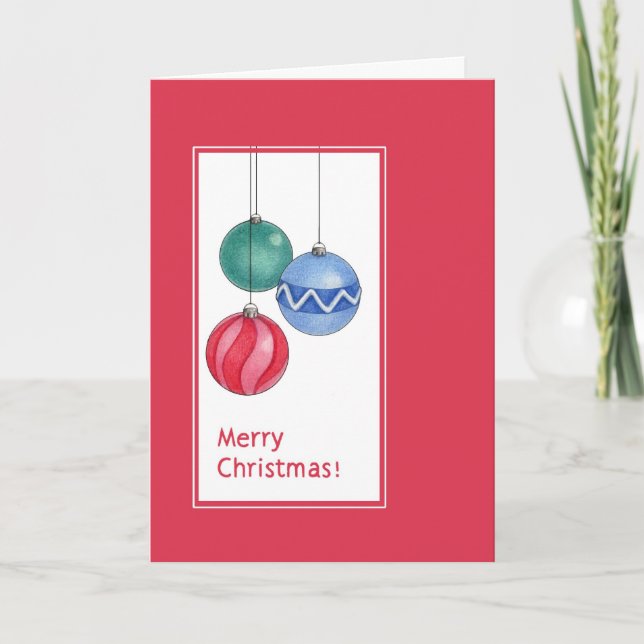 Carte d'ornements de Noël rouge (Devant)