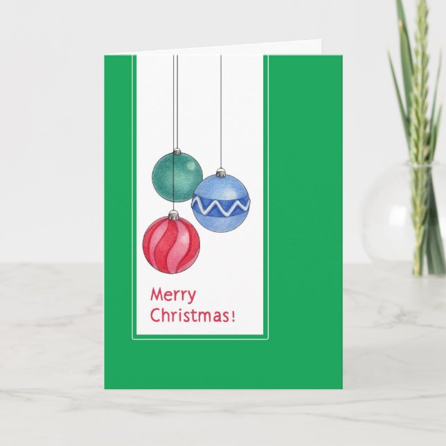 Carte d'ornements de Noël vert (Devant)
