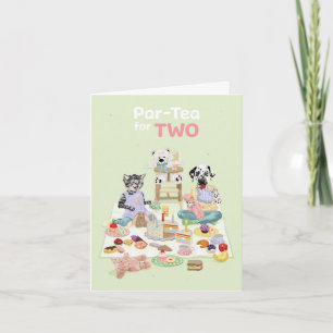 Carte Dotty Chien Âge de deux ans Tea Party