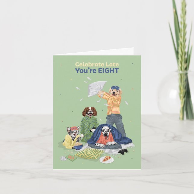Carte Dotty Dog Age Huit coulepover fête d'anniversaire (Devant)