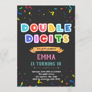 Carte double chiffres 10e anniversaire