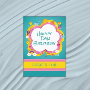 Carte Double plaisir ! Jumeaux personnalisés Anniversair