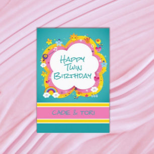 Carte Double plaisir ! Jumeaux personnalisés Anniversair