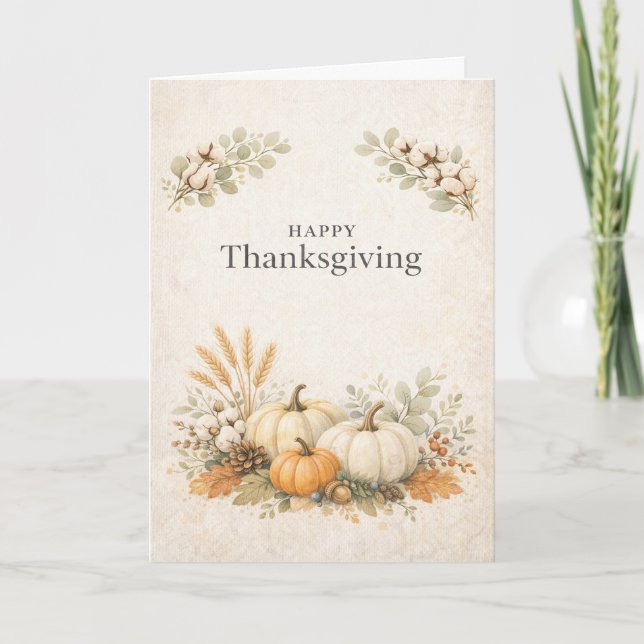 Carte Douce Citrouille de Thanksgiving Rustique Neutre  (Devant)