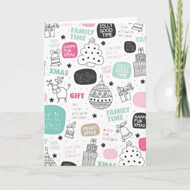 Carte douce de griffonnage de Noël mignon (Devant)