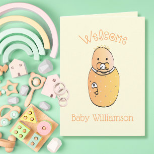 Carte Douce Fête de Naissance de Bébé Jaune Dessin Animé