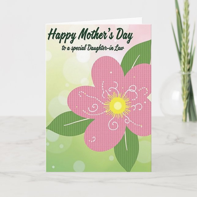 Carte Douce Fête des Mères Fleur Rose (Devant)