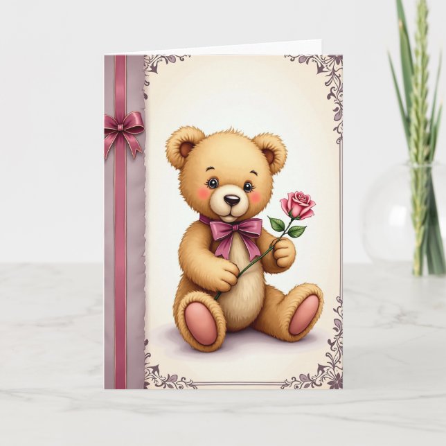 Carte Douce Fête des Pères en Peluche (Devant)